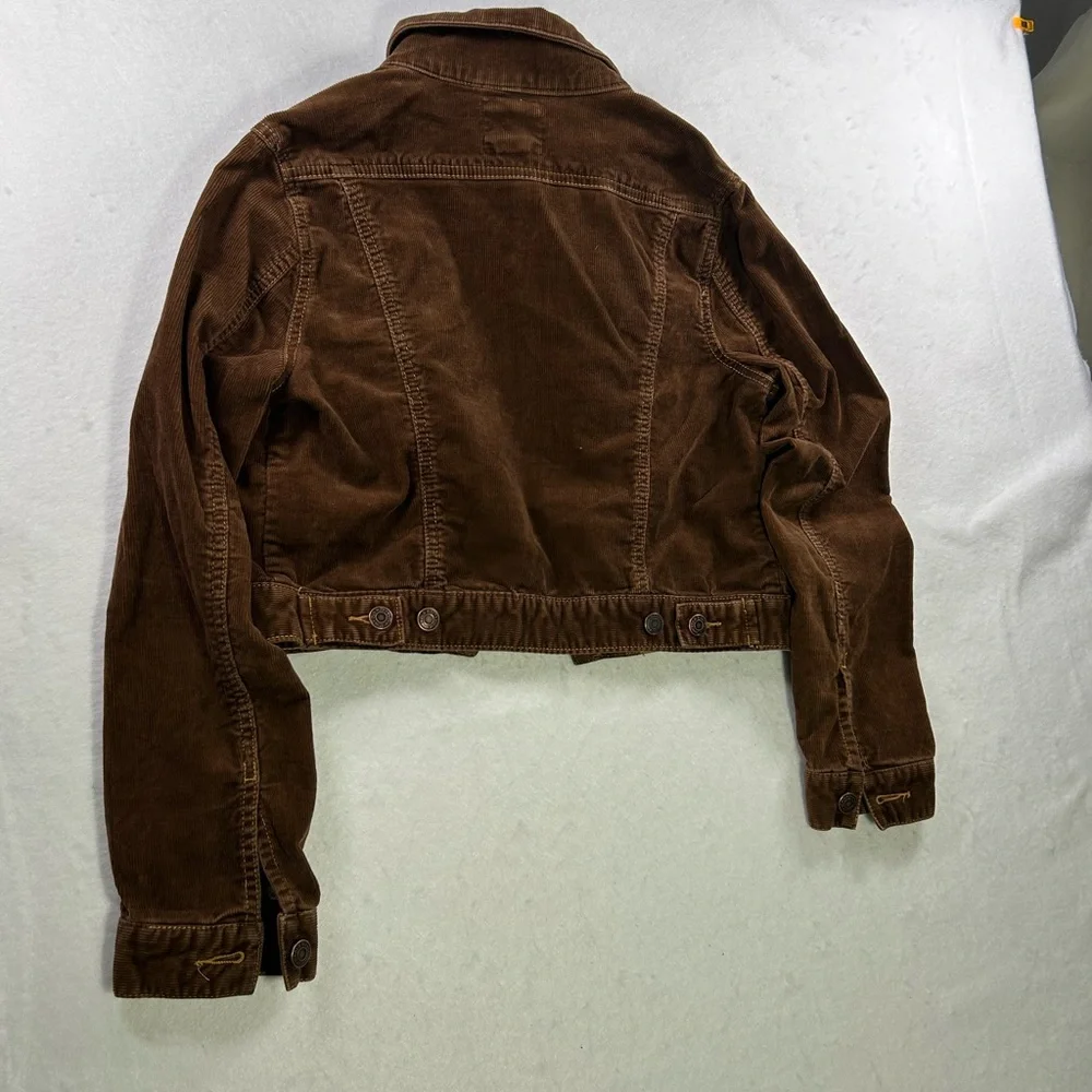 Vintage Old Navy Brown Corduroy Cropped Trucker Jacket 2005 - Picture 6 of 6